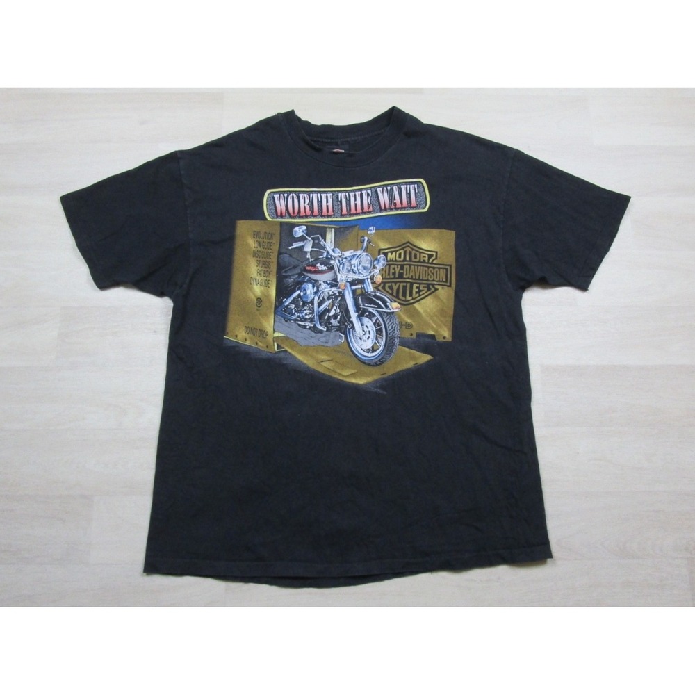 Vintage 90s Harley Davidson T-Shirt (XL) "Worth The Wait" Single Stitch USA
